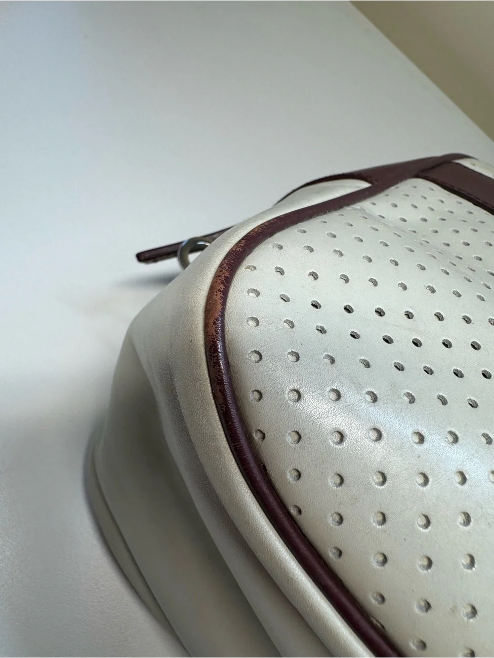 Prada Vintage Vitello Drive Leather Perforated Bowling Bag w/COA - Picture 9 of 16